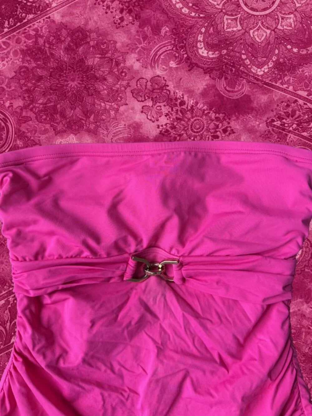 Michael Kors Hot Pink Strapless Tankini Top Bandeau Swim Festival Y2K - Picture 3 of 6